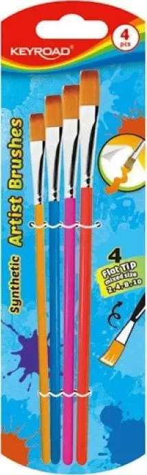 Set furçash pikture Keyroad Brushes, 4 copë, për fëmijë, shumëngjyrëshe