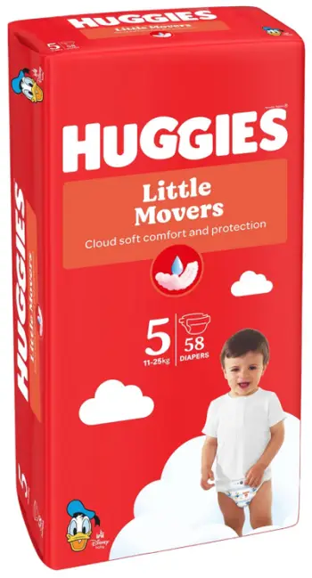 Pelena Huggies® Little Movers 5, 11-25 kg, 58 copë