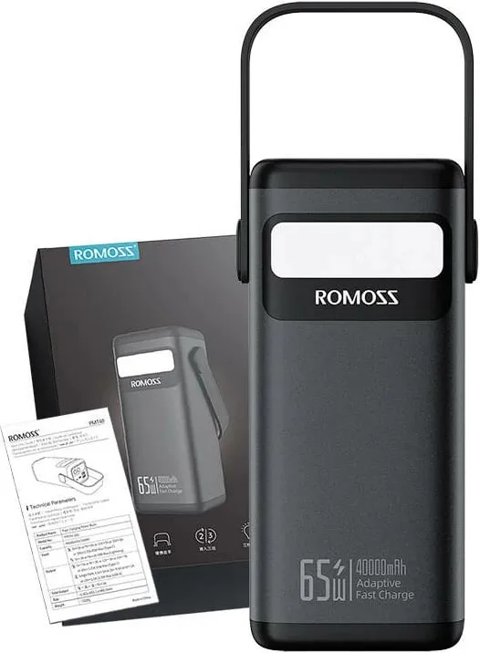 Powerbank Romoss PMT40 40000mAh 65W, e zezë - 2