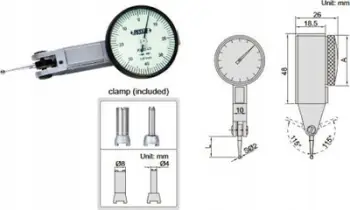 Mikrometër me orë Insize DIATEST SENSOR 0.2/0.002/30, diapazon 0.2 mm, ndarje 0.002 mm, gri