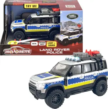 Lodër makinë policie Majorette Land Rover, 1:43, dritë dhe tingull, shumëngjyrëshe