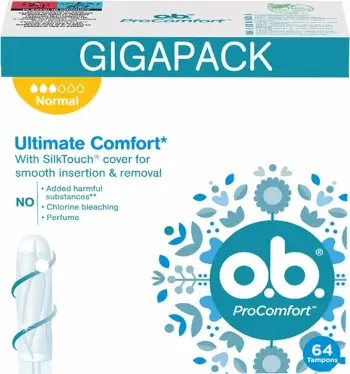 Tampona higjienikë o.b. Pro Comfort Normal, paketime 64 copë, të bardhë