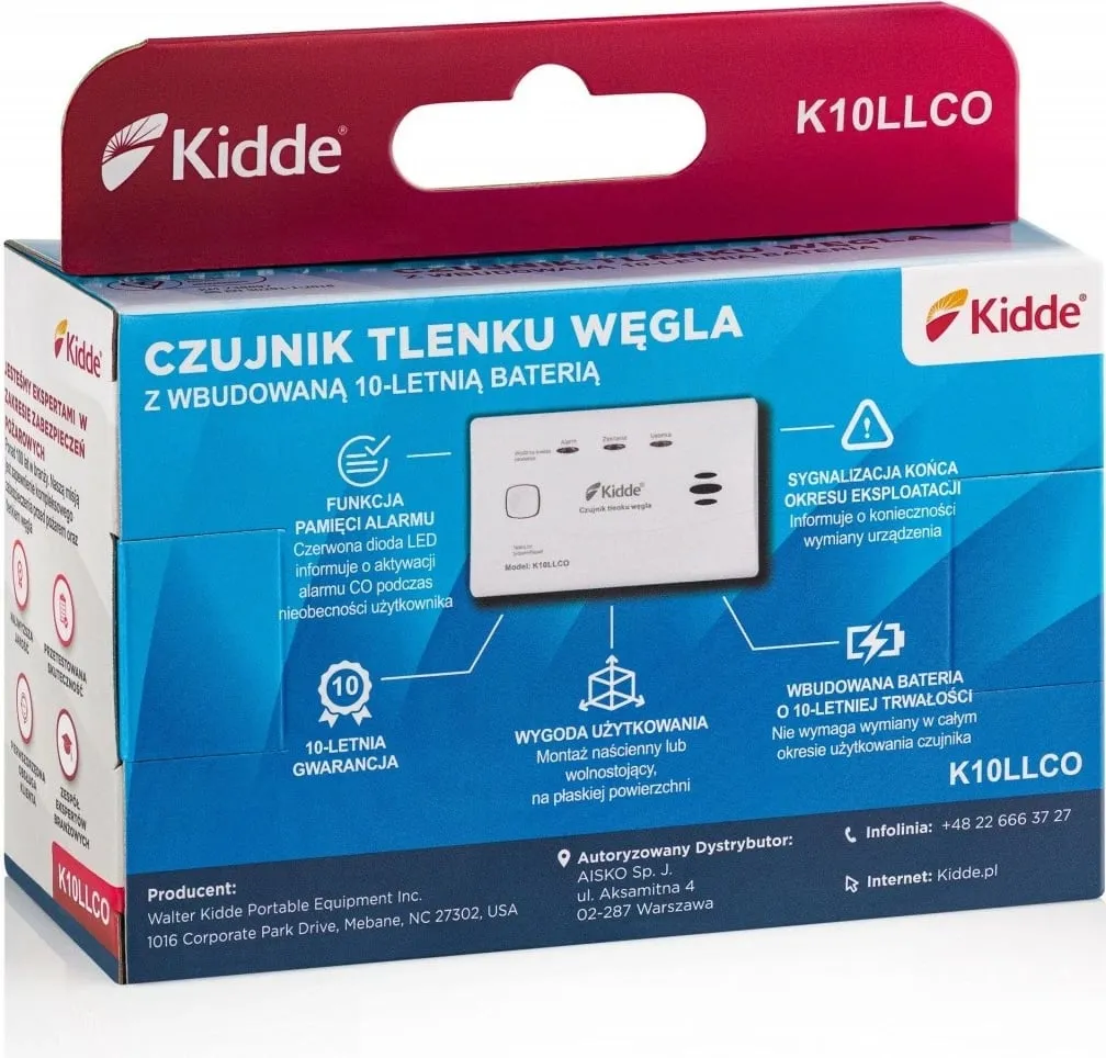 Detektor monoksidi karboni Kidde K10LLCO, sensor elektrokimik, bateri 10 vjeçare, i bardhë - 4