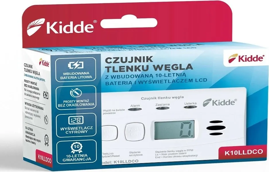 Detektor monoksidi karboni Kidde K10LLDCO, ekran LCD, bateri 10 vite, i bardhë - 6