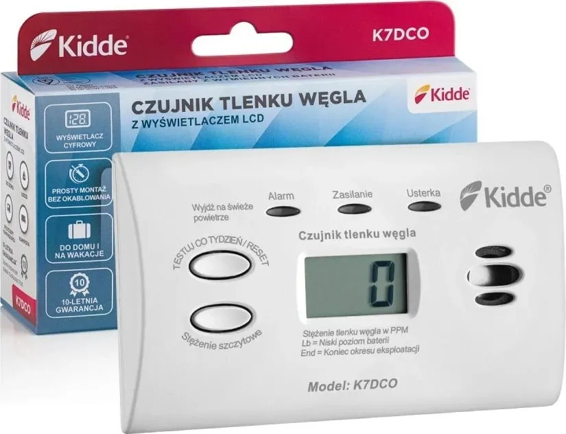 Detektor monoksidi karboni Kidde K7DCO, me ekran, i bardhë - 2