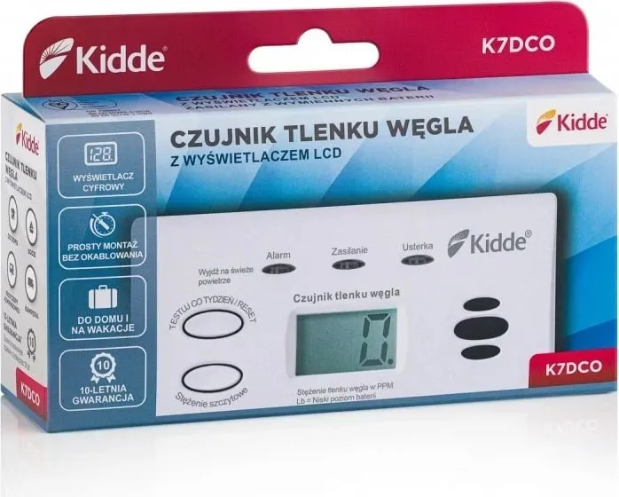 Detektor monoksidi karboni Kidde K7DCO, me ekran, i bardhë - 10