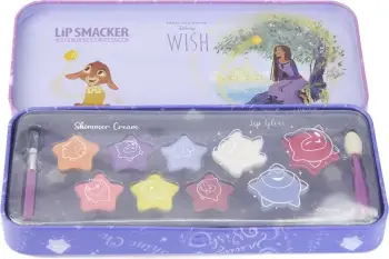 Set grimi për fëmijë Lip Smacker Disney Wish, lip gloss dhe krem shimmer, kuti metalike, shumëngjyrësh