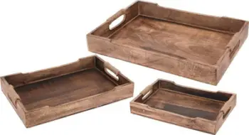 Set tabakash druri mango, 3 copë, stil rustik, ngjyrë natyrale