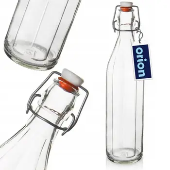 Shishe qelqi Orion Swing Top, 1L, kapak me kapëse metalike, transparente