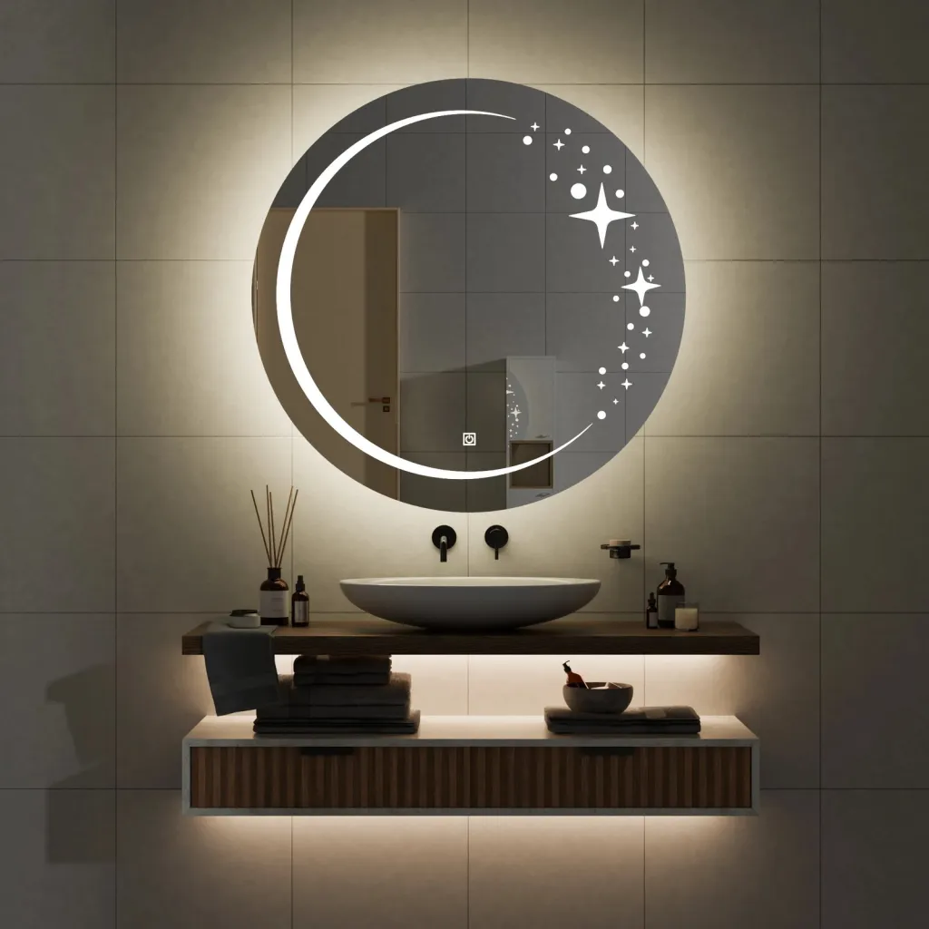 Pasqyre per banjo me LED , Pasqyre rrethore me ndriqim Modeli Hena - 1