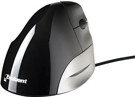 Maus BakkerElkhuizen Evoluent, me kabllo, USB, i zi dhe i argjendtë - 1