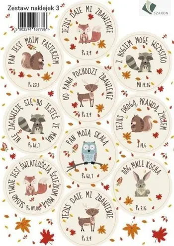Set ngjitësesh Szaron Sticker Animals, 12 copë, shumëngjyrëshe