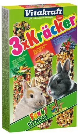 Shkopinj ushqyes për lepuj Vitakraft Kracker, 3 copë, me perime