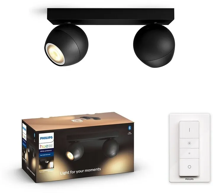 Dritë Philips Hue White Ambiance Buckram BT, me telekomandë, e zezë - 2