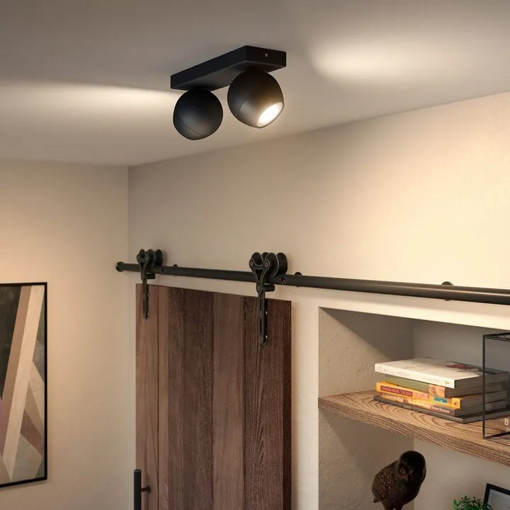 Dritë Philips Hue White Ambiance Buckram BT, me telekomandë, e zezë - 5