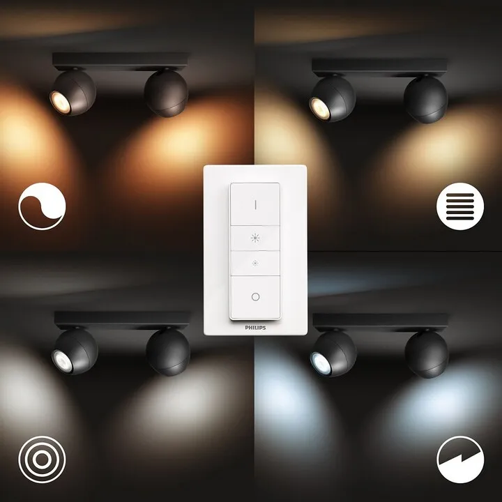 Dritë Philips Hue White Ambiance Buckram BT, me telekomandë, e zezë - 7