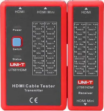 Testuesi i kabllove Uni-T HDMI UT681HDMI, i zi/i kuq