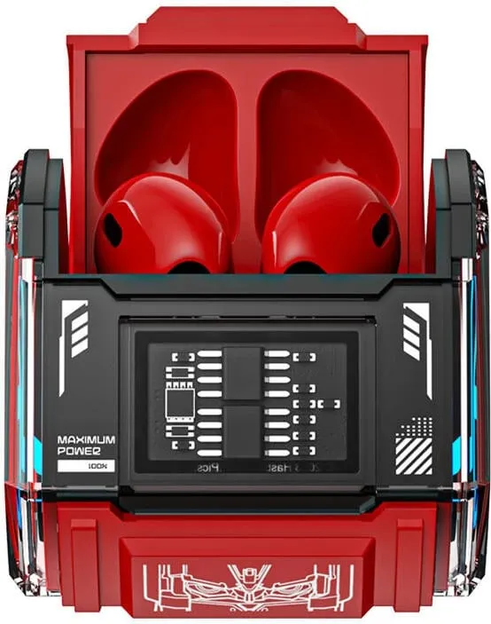 Kufje TWS Transformers MG-C03, Bluetooth 5.3, mikrofon, të kuqe - 1