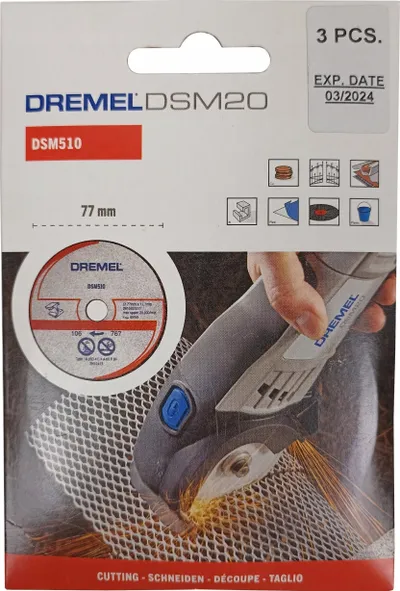 Disk prerës për metal Dremel DSM510, 77mm, set 3 copë - 1