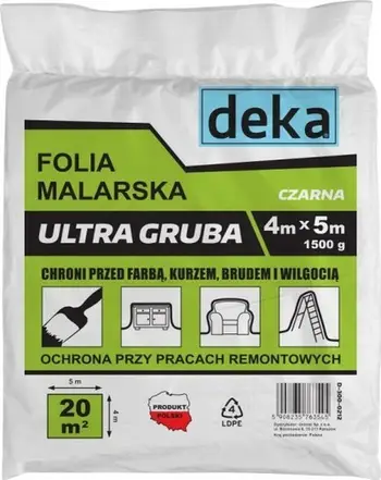 Foli mbrojtëse Deka Painting Film Ultra Thick, 4×5 m, 1500 g, e zezë