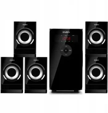 Altoparlantë Sven HT-201, sistem 5.1, 80W, Bluetooth, të zinj
