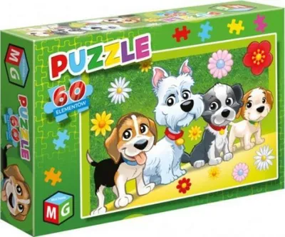 Puzzle Multigra Dogs flowers, 60 pjesë - 1