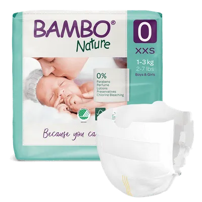 Pelena për bebe Bambo Nature nr. 0 (1-3 kg), 24 copë - 2