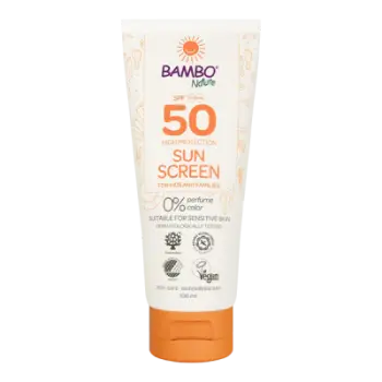 Krem mbrojtës ndaj diellit Bambo Nature SPF 50, për bebe, fëmijë dhe të rritur, 100 ml