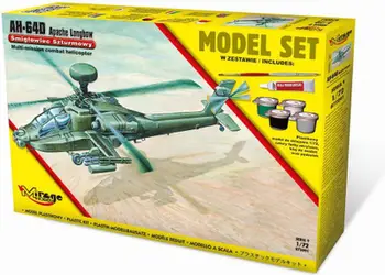 Set model helikopter Mirage AH-64D Apache Longbow, plastik, 1:72, shumëngjyrësh