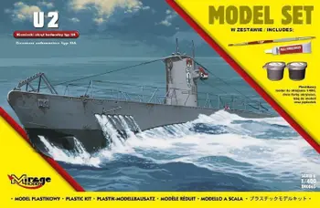 Set modeli Mirage Submarine U2 213240, shkalla 1/400, me bojë dhe ngjitës