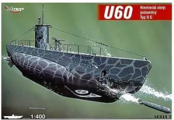 Model plastike Mirage U-Boat “U60” (Type IIC), shkallë 1:400 – për moshë 14 vjeç e lart