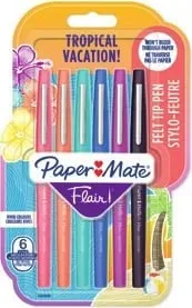 Set stilolapsa PaperMate Flair Tropical, 6 ngjyra, plastikë, medium - 1