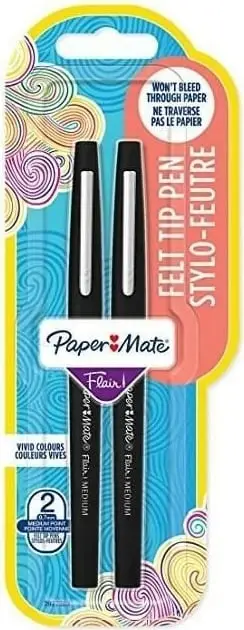 Stilolaps me fibër Papermate Flair Med, majë mesatare, i zi
