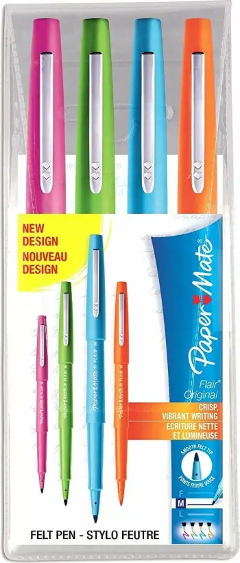 Set stilolapsa me majë fibër Paper Mate Flair B, 4 copë, blu jeshile portokalli rozë