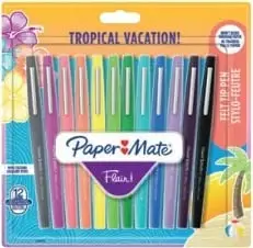 Set stilolapsa me majë felt Paper Mate Flair Tropical Vacation, 12 copë, 0.7 mm, shumëngjyrëshe