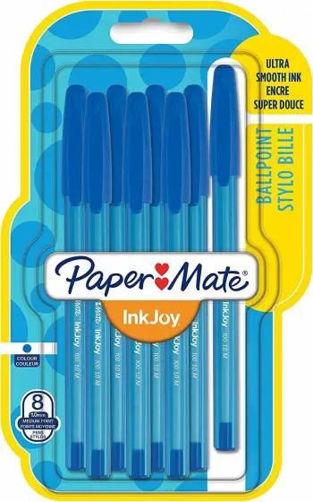 Stilolapsa me bojë Papermate InkJoy 100 ST, majë medium, paketë 8 copë, blu