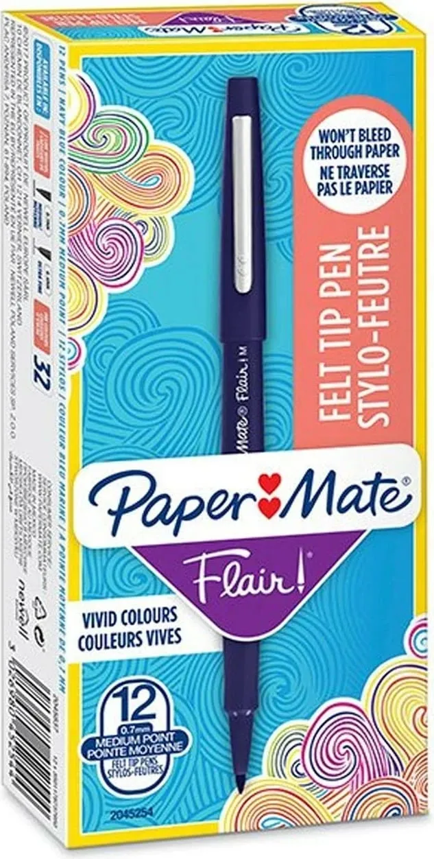 Set lapsa me majë të trashë PaperMate Flair, 12 copë, ngjyrë kaltër - 1