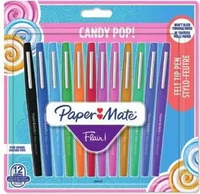 Set lapsa xheli PaperMate Flair Candy Pop, 12 ngjyra, medium, plastikë