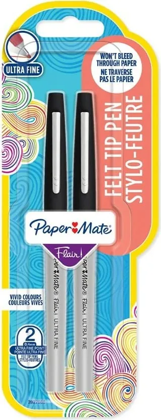 Stilolaps PaperMate Flair Ultra Fine, 2 copë, ngjyrë e zezë - 1
