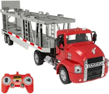 Kamion transportues lodrash me telekomandë Double Eagle E583-003, 1:26, i kuq, set me 2 makina të vogla