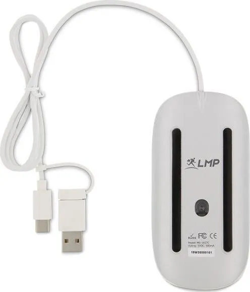 Maus LMP Easy, me kabllo, USB, USB-C, i bardhë - 3