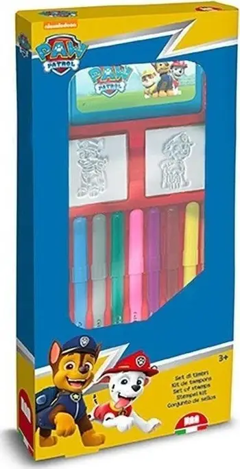 Set stampash dhe markerash Multiprint Paw Patrol, 9 pjesë, shumëngjyrësh