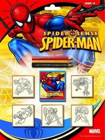 Set vula Multiprint Spiderman, 5 copë, me jastëk boje dhe lapsa ngjyrues, shumëngjyrësh