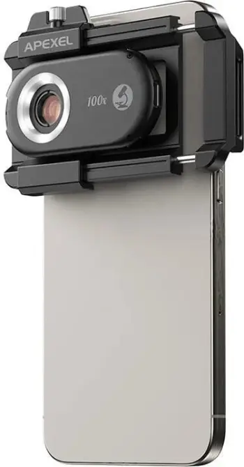 Lente për celular APEXEL APL-MS100, 100x, me ndriçim LED dhe UV