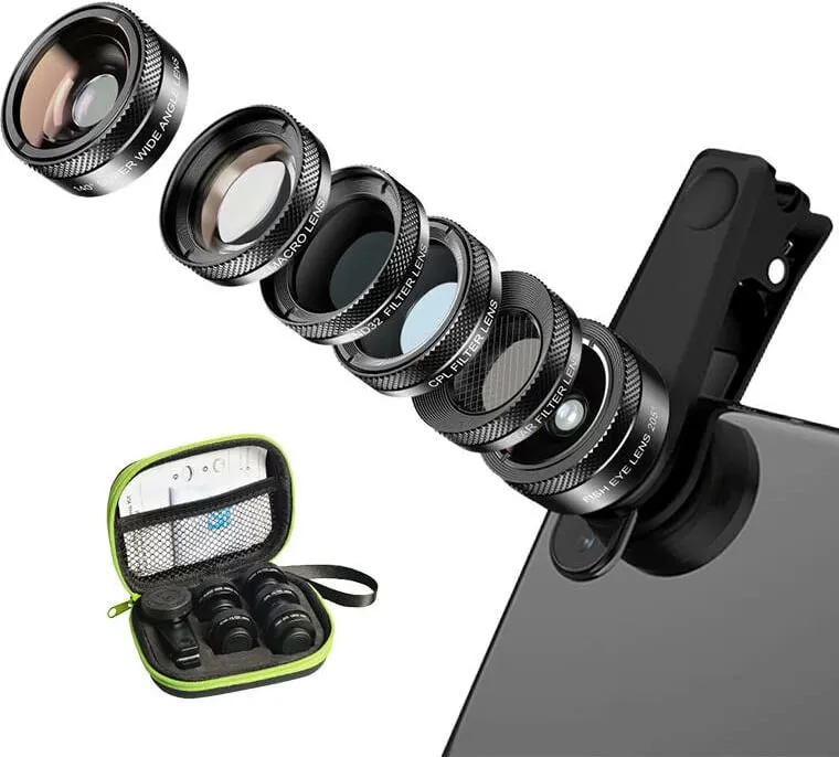 Set lente për celular APEXEL APL-DG6V2 6-në-1, e zezë - 3