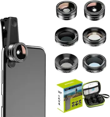 Set lente për celular APEXEL APL-DG6V2 6-në-1, e zezë