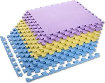 Shtresë për ushtrime One Fitness Puzzle, 9 pjesë, verdhë / kaltër / vjollcë