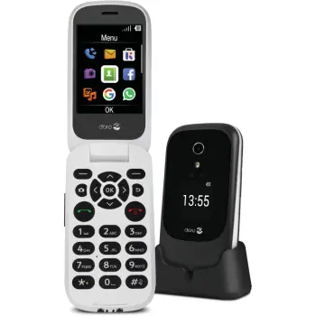 Celular Doro 6060, tastierë e madhe, flip, i zi