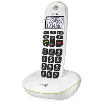 Telefon pa tela Doro PhoneEasy 110, ekran i madh, altoparlant, i bardhë