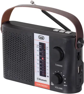 Radio portative Trevi RA 7F25 BT, panel diellor 100mA, e zezë